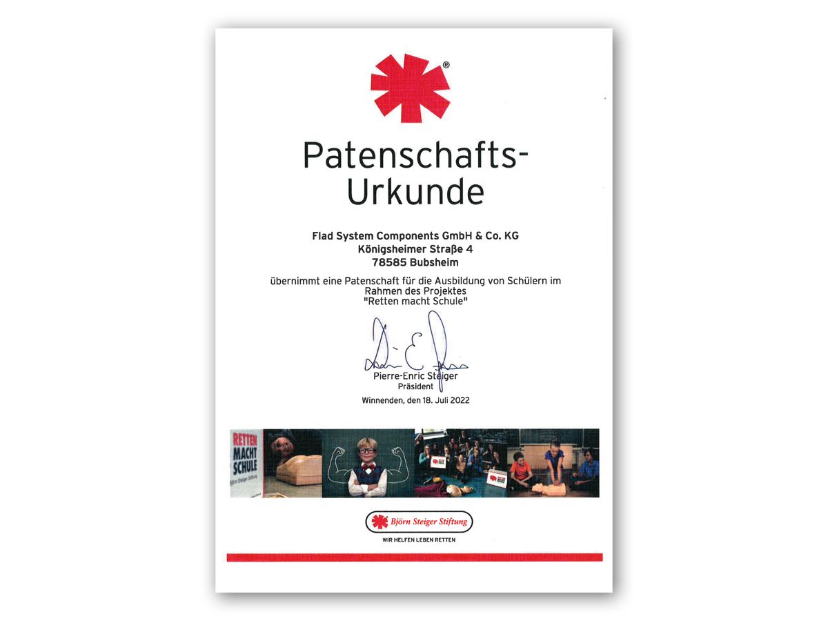 Vorschau der Patenschaftsurkunde der Björn Steiger Stiftung