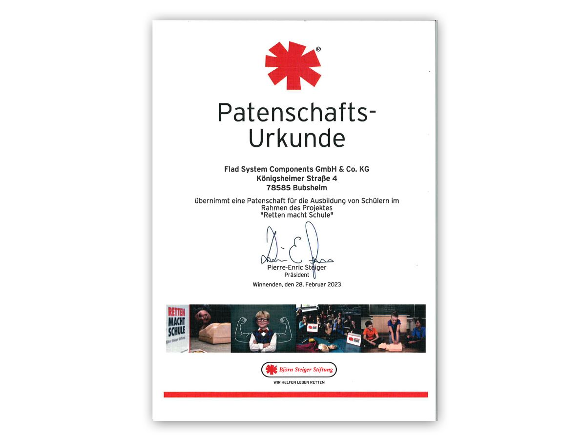 Vorschau der Patenschaftsurkunde der Björn Steiger Stiftung