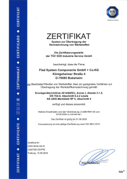 Vorschau des Zertifikates System zur Übertragung der Kennzeichnung von Werkstoffen
